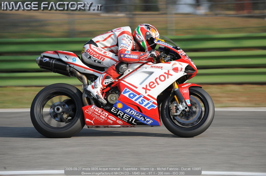 2009-09-27 Imola 0835 Acque minerali - Superbike - Warm Up - Michel Fabrizio - Ducati 1098R